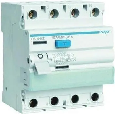 Produktbild von Hager RCD - 4-biegunowy 40A 30mA Typ A 6kA | CDA440D