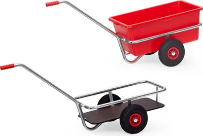 Produktbild von Fetra Handwagen - Vollgummiräder mit roter Kunststoffmulde 90 Ltr., 6101V