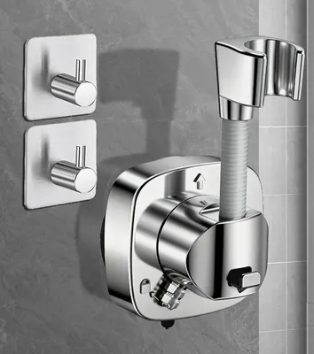Imagen del producto de Soporte para ducha de acero inoxidable, giratorio 360°, con ventosa, capacidad de hasta 10 kg, ideal para el baño