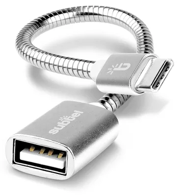 Produktbild von subtel USB OTG Kabel für Motorola Edge 30 Ultra, 20, 20 lite, 20 Pro, Razr 2022, Moto G22 Handy On The Go Adapter USB C Type C Stecker auf USB A Buchse, Host Anschluss Adapterkabel Aluminium silber