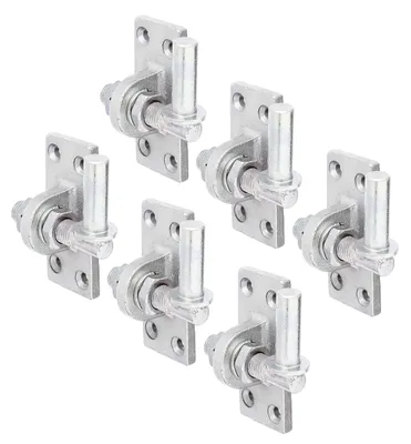 Image de Alberts 846015 Gond à visser, réglable de 20 mm, électro-galvanisé, passivé à couche épaisse, dimension de la broche Ø16 mm, plaque 105 x 45 mm, set de 6 pièces