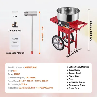 Obrázok produktu pre Stroj na cukrovú vatu - Elektrický stroj na cukrovú vatu s vozíkom - stroj na cukrovú vatu - Cukrová vata