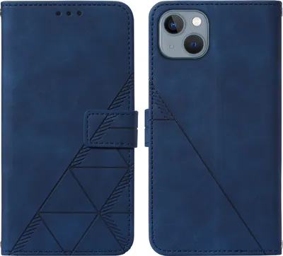 Immagine prodotto di Custodia in pelle flip per iPhone 13 Mini design a portafoglio con goffratura, porta carte e supporto blu