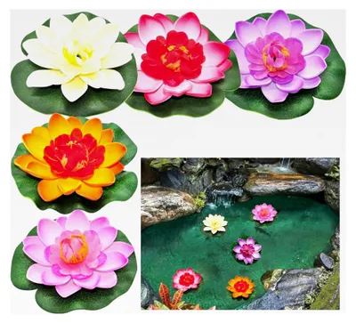 Produktbild von Schwimmende Blumen Künstliche Seerosen Lotusblume für Teich und Aquarien Dekoration 5 Stück
