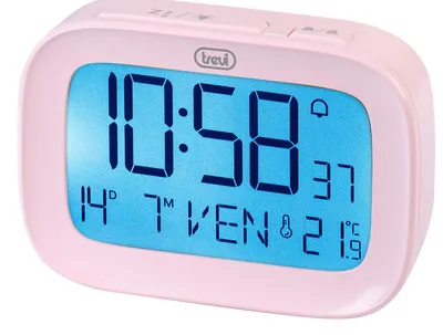 Digitaler Wecker mit Thermometer, LCD-Display, Schlummerfunktion, rosa