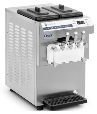 Obrázek produktu pro Expondo Royal Catering Stroj na výrobu měkké zmrzliny – 16 l/h – 1350 W – LED – 2 druhy + směs obou –