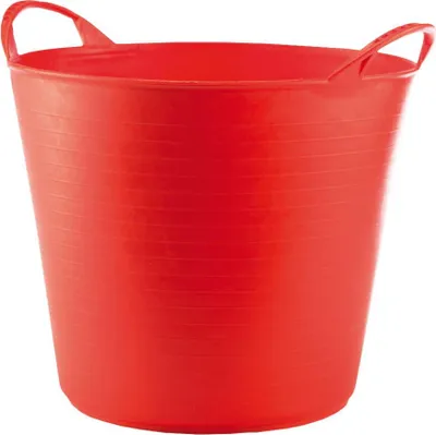Image de RED HOG Panier de jardin plastique 26L Poignées Durabilité : 120 kg Flexi Bag Panier à linge rond Récipient pour maison, jardin, bâtiment, résistant aux fissures, rouge