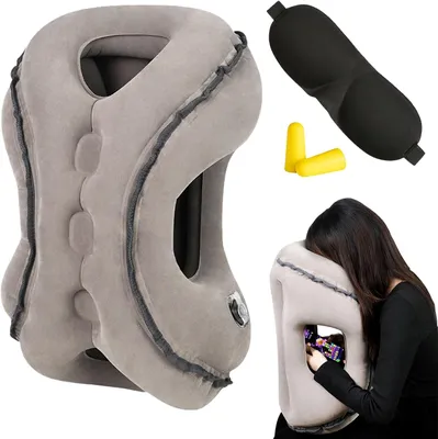 Produktbild von Nackenkissen Aufblasbares Reisekissen, Nackenkissen, aufblasbares Kissen, tragbares Reisekissen, Nackenstützkissen, bequem, stützt Kopf und Kinn für F