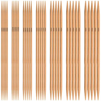Produktbild von Stricknadeln Bambus Set 35 Stück Doppelspitze 7 Größen 2-5 mm 21 cm Länge für Handarbeit