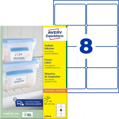 Obrázek produktu pro AVERY Zweckform etikety do mrazničky 99,1 x 67,7 mm bílé 200 etiket