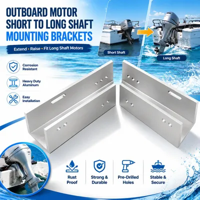 Productafbeelding van Jackplaat, aluminiumlegering, 10 x 10 x 38,5 cm, bevestigingsplaat voor buitenboordmotor, productdikte 10 mm, gatdiameter 12,6 mm, AI-gegenereerde afbeelding