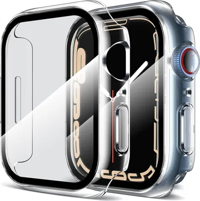 Immagine prodotto di 2x custodia protettiva Apple Watch Series 9/8/7 41mm, protezione dello schermo, resistente ai graffi, trasparente HD, protezione completa