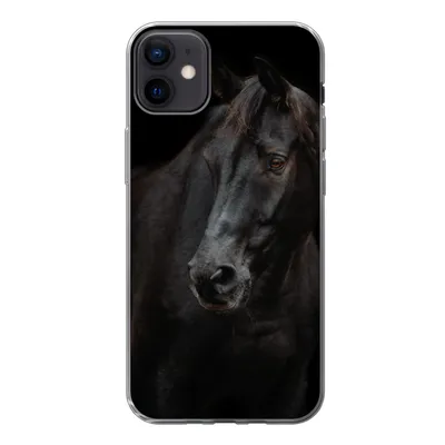 Produktbild von MuchoWow® Handyhülle Schutzhülle Hülle für iPhone 12 mini Pferd - Leicht - Schwarz Silikon Softcase Handy Hülle - Bild