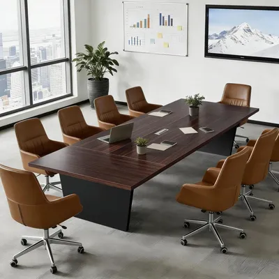 Obrázek produktu pro Konferenční stůl, rozměry 320x100x74 cm, barva černá/bílá, tloušťka desky 2,5 cm