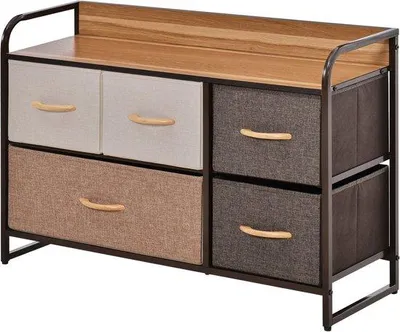Produktbild von Kommode aus 5 Stoffen, 87,5 x 29 x 58 cm, Braun und Beige