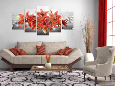Produktbild von Akustikbild Blumen Natur 200x100 cm Bilder Akustikschaum Hochleistungsschallabsorber Schallschutz Leinwand 5 tlg Wandbild Raumakustik Schalldämmung b-A-0327-b-n