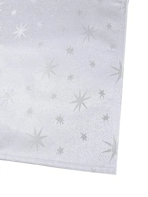 Produktbild von Polyester STERNE Tischläufer 40x100 WEISS Silber glitzer Weihnachten