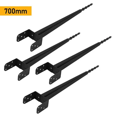 Produktbild von Peviasot 4x U-Pfostenträger zum Einschlagen 700 mm, 100-165mm Verstellbar Einschlaghülse Bodenhülse Pfostenanker, 2 mm Stahl pulverbeschichtet, für Gartenzaun Pergola Carport
