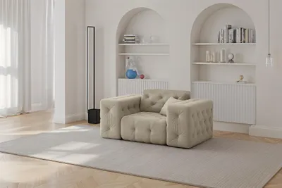 Produktbild von Sessel Designersessel CHANTAL in Stoff Moly Beige
