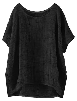 Productafbeelding van Oversized Linnen Blouse voor Dames met Korte Mouwen