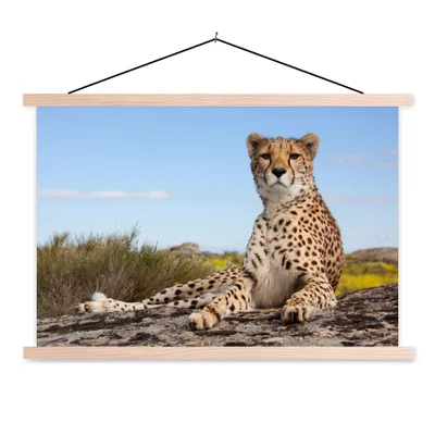 Produktbild von MuchoWow® Textilposter Leopard - Tiere - Natur 60x40 cm mit holzfarbenen Rahmen - Bilder