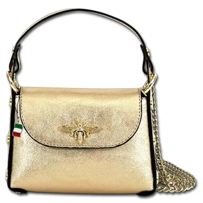 Imagen del producto de Bolso de cuero dorado, tamaño medio, 19x14x6,5 cm, colección Florence, para mujer, modelo D3OTF817Z