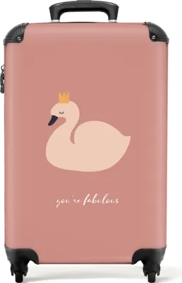 Obrázok produktu pre NoBoringSuitcases.com® Kufr Príručná batožina Kufr na kolieskach Malý cestovný kufor na 4 kolieskach - Swan - Pink - Crown - You are fabulous - Proverbs - Cabin Size < 55x40x23 cm & 55x40x20 cm - Foto kufor - Príručný kufor - Palubná batožinaPríručná batožina Kufrík 55x35x20 cm, 36L,