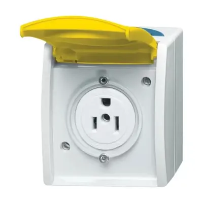 Zdjęcie produktu dla Busch-Jaeger 3015 EWN-53, 2P+E, Biały, Żółty, IP44, 125 V, 15 A, 74 mm