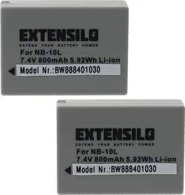 Produktbild von EXTENSILO 2x Akku Ersatz für Canon NB-10L für Kamera (800 mAh, 7,4 V, Li-Ion)