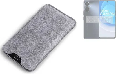 Produktbild von K-S-Trade Filz Handyhülle kompatibel mit Tecno Camon 19 Pro 5G Schutzhülle Filztasche Filz Tasche Case Sleeve Handy Hülle Filzhülle grau