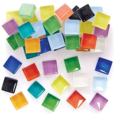 Glasmosaiksteine 500g, 10 Farben, Bastelset für Kinder, 10x10 mm