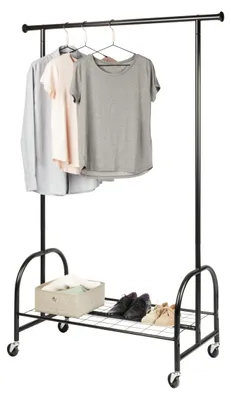 Productafbeelding van WENKO Kledingrek Profi, zwart, op wielen, voor het opbergen en ordenen van kleding