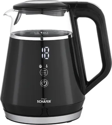 Zdjęcie produktu dla Szklany czajnik Schäfer 1.0L - Elegancki czajnik w kolorze czarnym