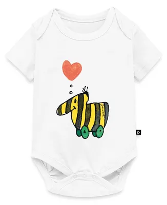 Produktbild von Spreadshirt Janosch Große Tigerente Mit Herz Liebe Kurzarm Tages Baby Body, 68 (3-6 M.), Weiß