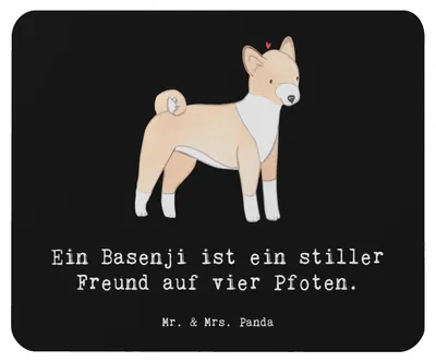 Produktbild von Mr. & Mrs. Panda Mouse Pad Basenji Freund - Schwarz - Geschenk, Hunderassen, intelligenter Hund, Beschreibung, Pflege, pc mauspad, Liebe, barkless dog, mousematte