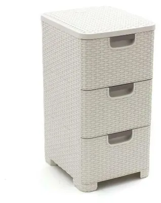 KETER Regal mit Schubladen CURVER Regal mit 3 Schubladen 3x14L cremefarben