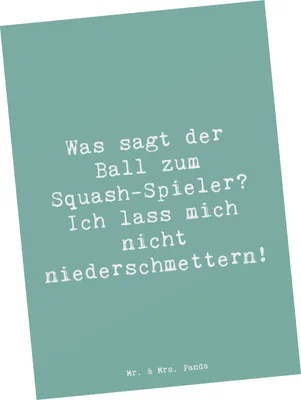 Produktbild von Mr. & Mrs. Panda Postkarte Spruch Squash Humor - Meeresbrise - Geschenk, Teamsport, Sportler, Kondition, Geschenke, einzelkarte, Postkarten, Schläger, Sport, Ballspiel