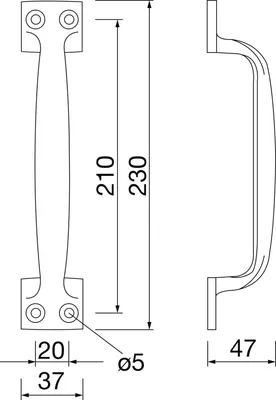Produktbild von Türgriff ANTIK - gerade, 250mm, ø 12mm, Eisen verzinkt geschwärzt