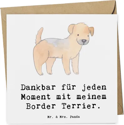 Produktbild von Mr. & Mrs. Panda Glückwunschkarte Border Terrier Moment - Weiß - Geschenk, faltkarte, Grußkarte, Klappkarte, anlasskarte, doppelkarte