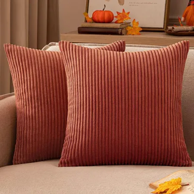 Produktbild von EMEMA Kissenbezug Herbst Kordsamt 40x40 cm Karamell 2 Stück - Weiche Dekokissenhülle