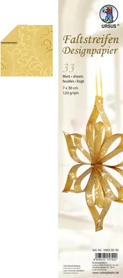 Produktbild von Faltstreifen Designpapier 120g/qm 7x30cm 33 Blatt Goldranken