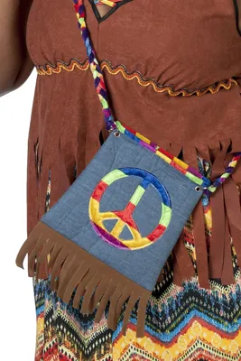 Produktbild von Hippie Handtasche 70er Jahre - bunte Flower Power Peace Tasche Fasching