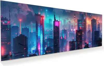 Produktbild von Glasbild 150x60cm in XXL für Wohnzimmer, Schlafzimmer Motiv Zukunftsstadt