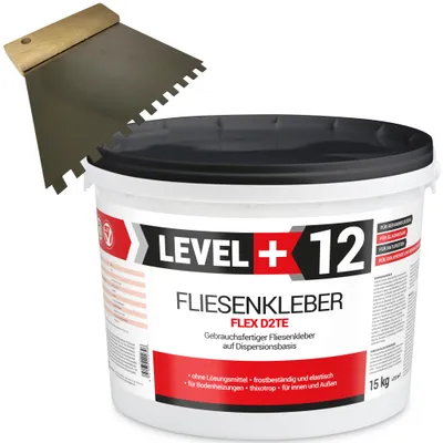 Produktbild von Dispersionkleber SET 15kg Fertig-Fliesenkleber Flex +Zahnspachtel 6mm L+12