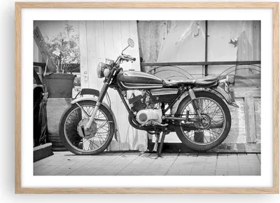 Produktbild von Gerahmtes Poster - Rahmen in heller Eiche - Alt Motorrad Schwarz und Weiß - 70x50 cm - Wand Bild - Wanddeko - Wandbilder - Kunstposter - Wandposter - Bilderrahmen - Bilder - P2NAA70x50-4487