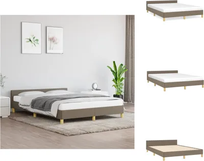 Produktbild von vidaXL Bettgestell mit Kopfteil Taupe 140x190 cm Stoff -  Betten & Bettgestelle