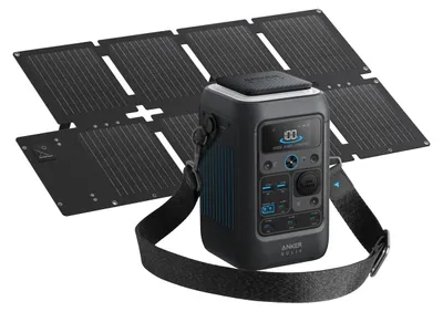Produktbild von SOLIX Tragbare Powerstation C300X DC + Faltbares Solarpanel PS60 (grau, 288Wh, 300 Watt, PD 3.1)