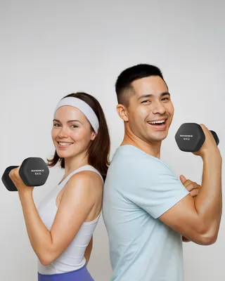 Produktbild von SONGMICS Hanteln, 2er Set, 2 x 6 kg, Hantelset, Kurzhanteln, Hexagon, Neopren-Beschichtung, Krafttraining, Workout, Fitnesstraining, für Zuhause