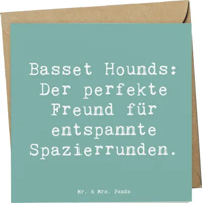 Produktbild von Mr. & Mrs. Panda Grußkarte Spruch Basset Hound Freund - Meeresbrise - Geschenk, Hunderassen, anlasskarte, Klappkarte, treuer, Hunderasse, faltkarte, Glückwunschkarte