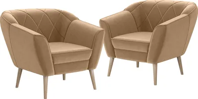 Produktbild von MEBLINI Sofa Sessel für Wohnzimmer 2er Set - Mini Lounge für zwei Personen - Sitzgarnitur - Polstergarnitur - GISELA - 1+1 - Beige Samt